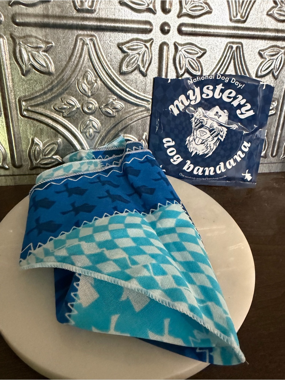 Dutch Bros Dog Bandana - Blue Patterned Pet Accessory